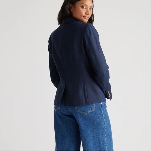 Quince Navy 100% European Linen Structured Blazer size XS - Picture 2 of 11